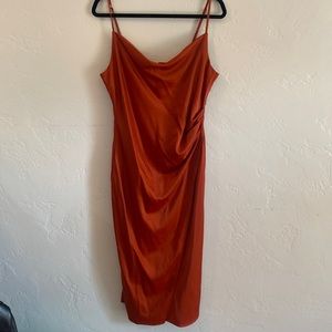 Lulus orange satin Hollywood dress